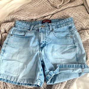 light blue jean shorts